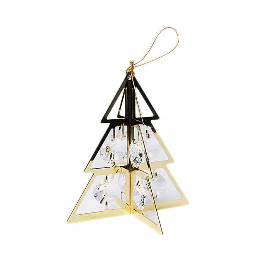Precious Handcrafted 24K Gold-Plated Austrian Crystal Christmas Tree Ornament