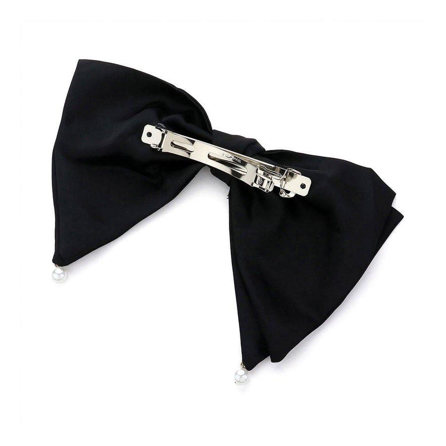 Oversized Ivory Pearl Tip Satin Bow Barrette