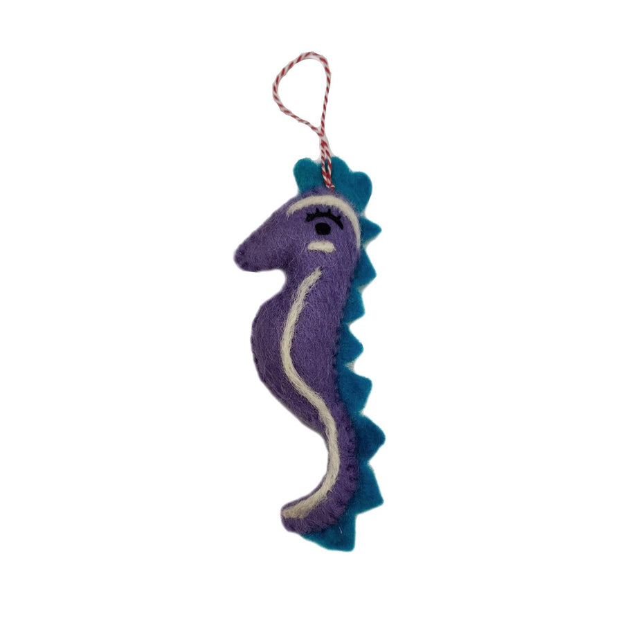 Purple Nepal Felt Wool Seahorse Christmas Ornament