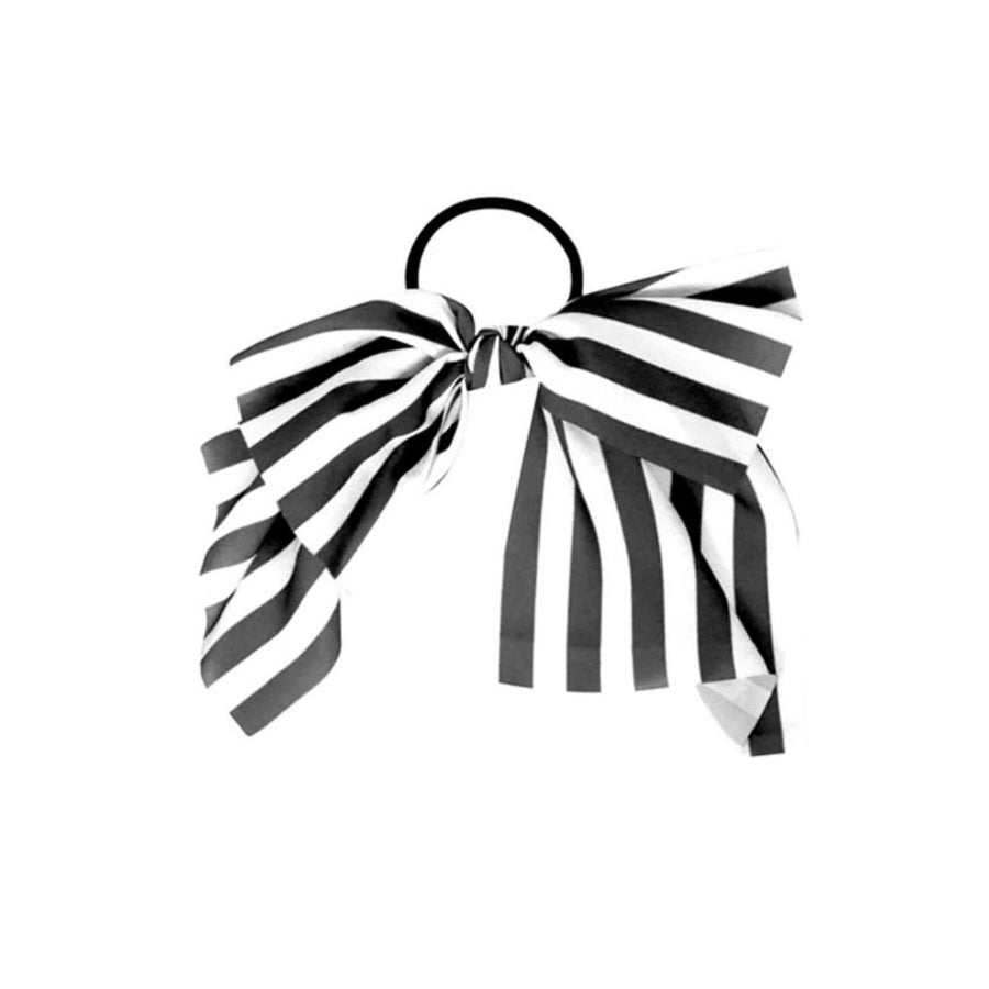 Chic Black White Stripe Ponytail Hair Ribbon