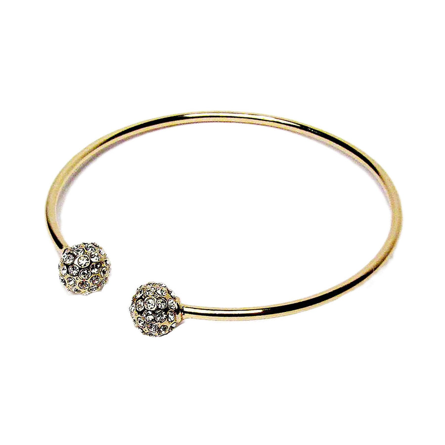 Clear CZ Crystal Balls Gold Filled Bangle Bracelet