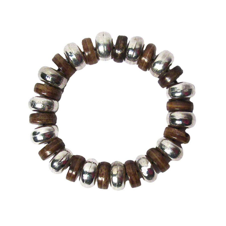 Handcrafted Brown Drum Tribal Stretchy Statement Bracelet