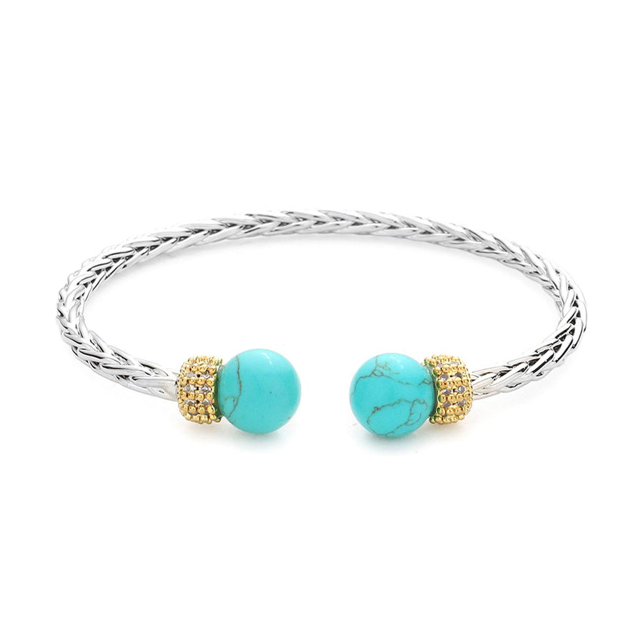 Classic Turquoise Natural Stone Tip Cuff Bracelet