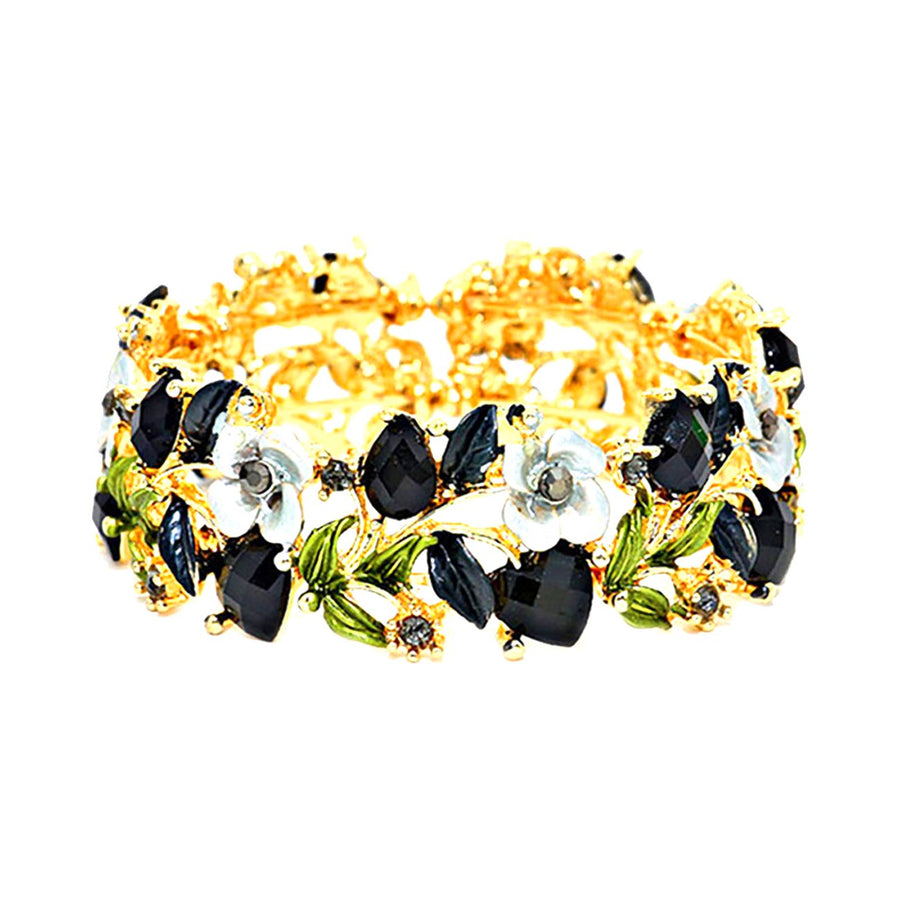 Gold Brown Floral Cuff Bracelet