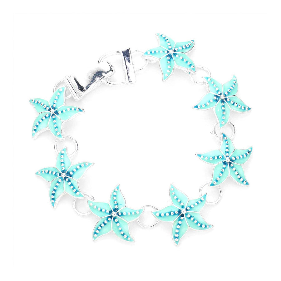 Mint Enamel Starfish Link Bracelet