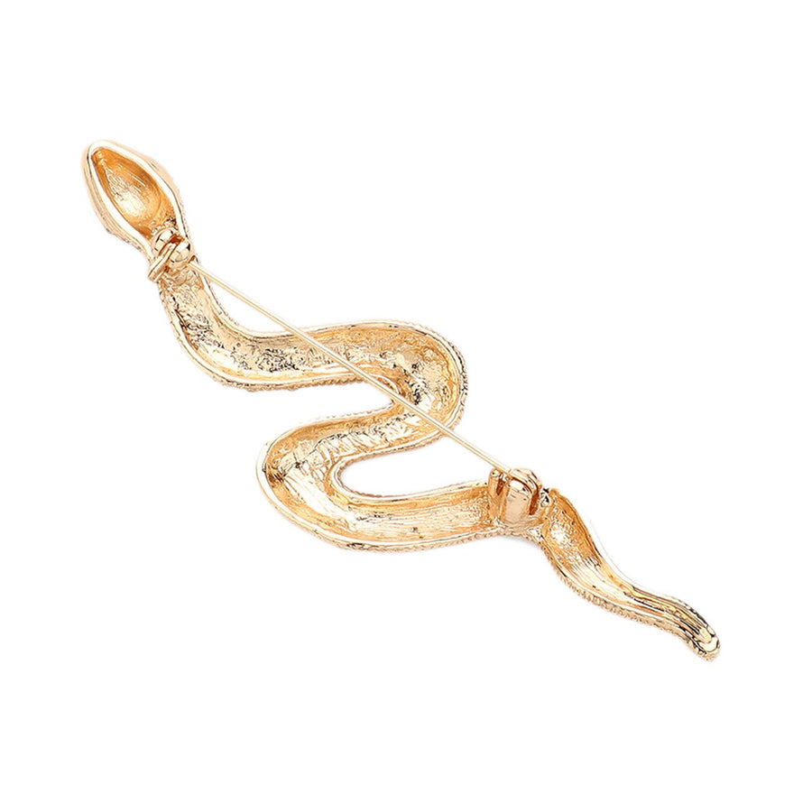 Silver Rhinestone Pave Snake Pin Brooch