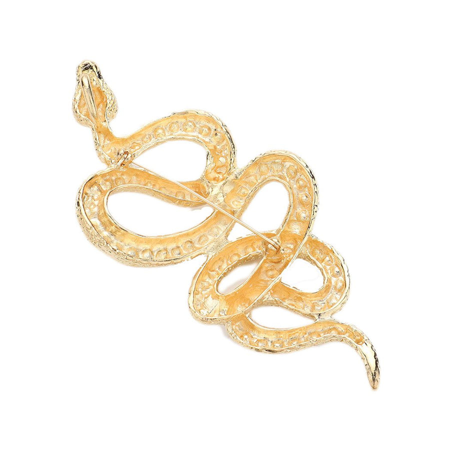 Rich Gold Stone Pave Snake Pin Brooch