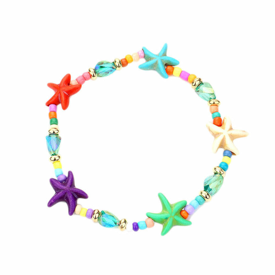 Multi Color Starfish Beads Stretchy Bracelet