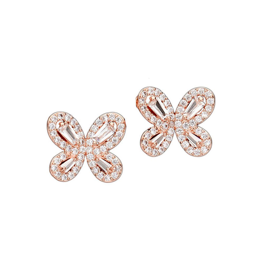 Spectacular Multi-Faceted Clear Cubic Zirconia Butterfly Earrings