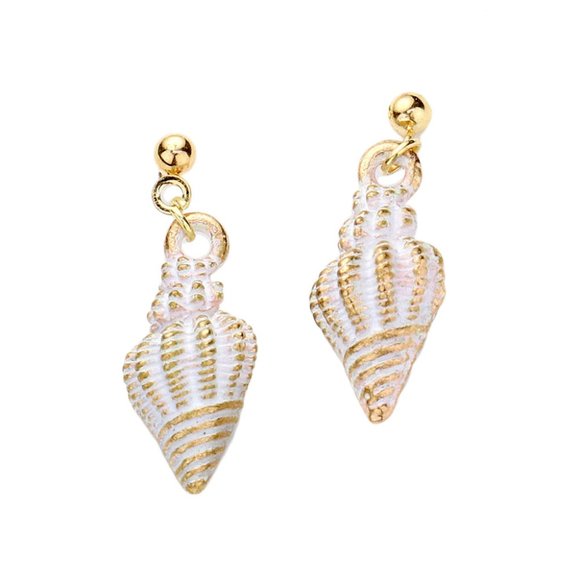 Enamel Natural Conch Shell Earrings