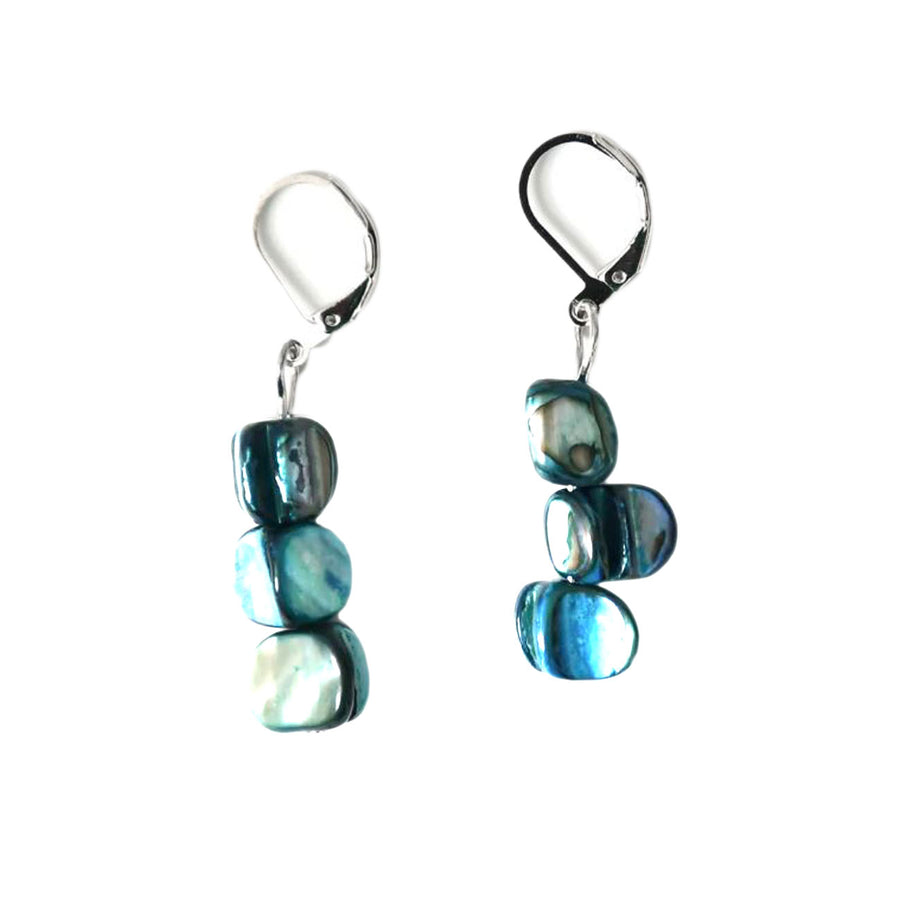 Lustrous Green Mother-Of-Pearl Nugget Dangle Earrings