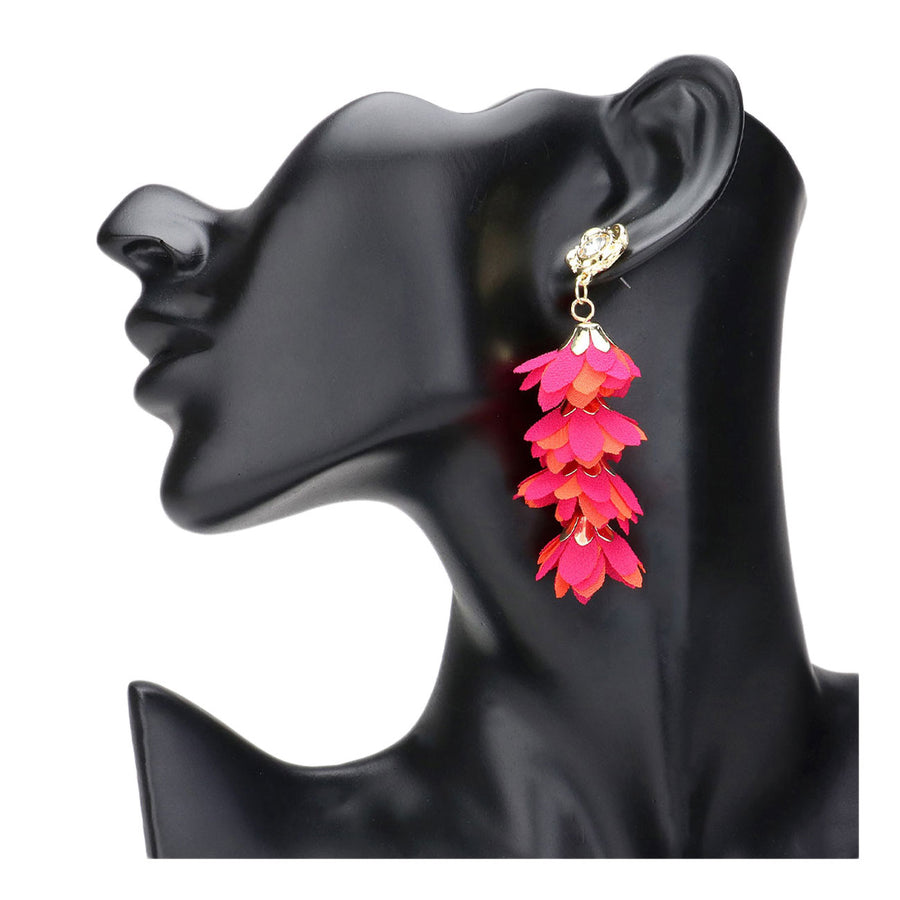 Romantic Pink Floral Petal Link Earrings
