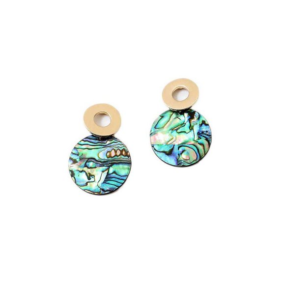 Abalone Mother of Pearl Round Earrings
