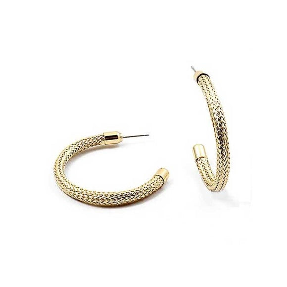 Modern Rope Gold Hoop Earrings