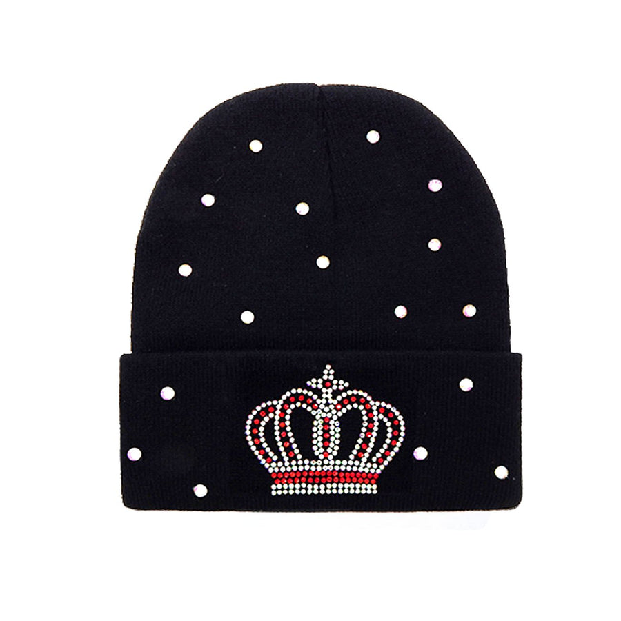Dazzling Bling Crown Beads Beanie Hat