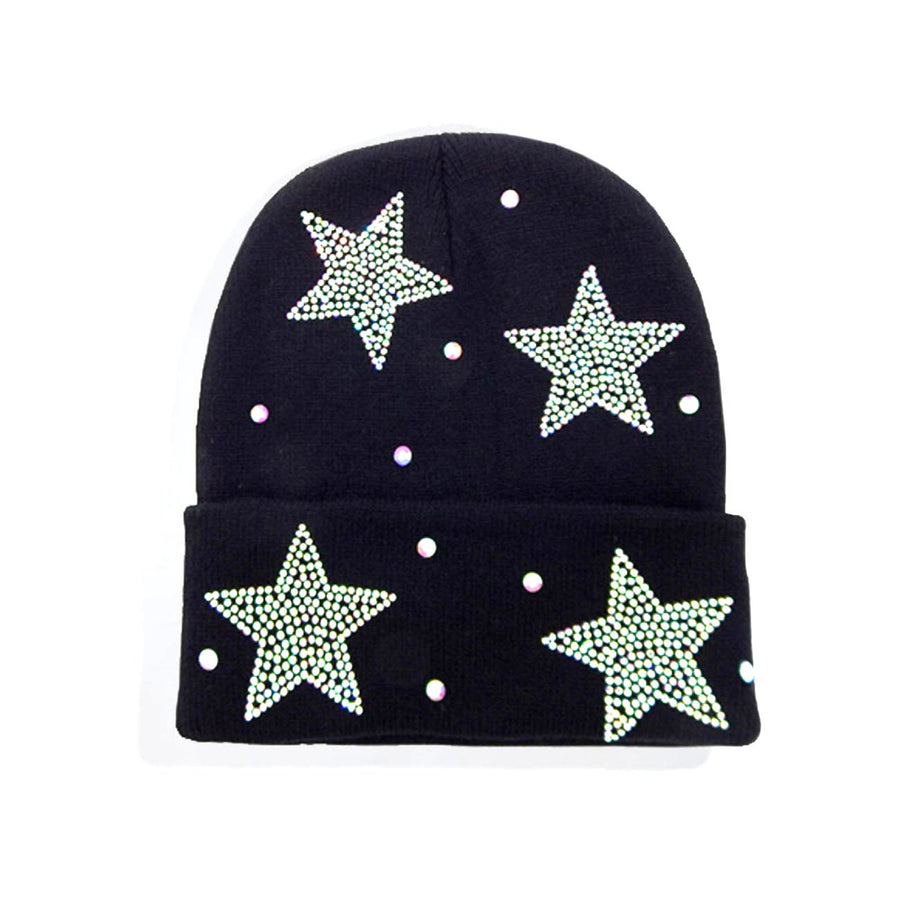 Shimmering Bling Star Beads Beanie Hat
