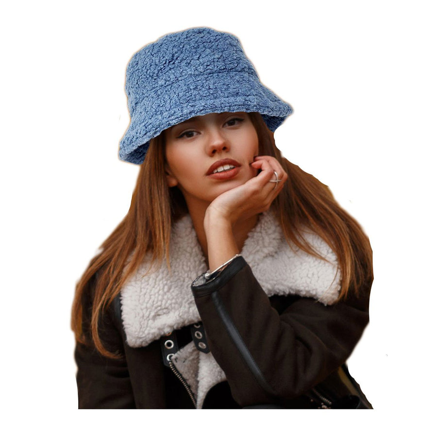 Denim blue Sherpa Bucket Hat