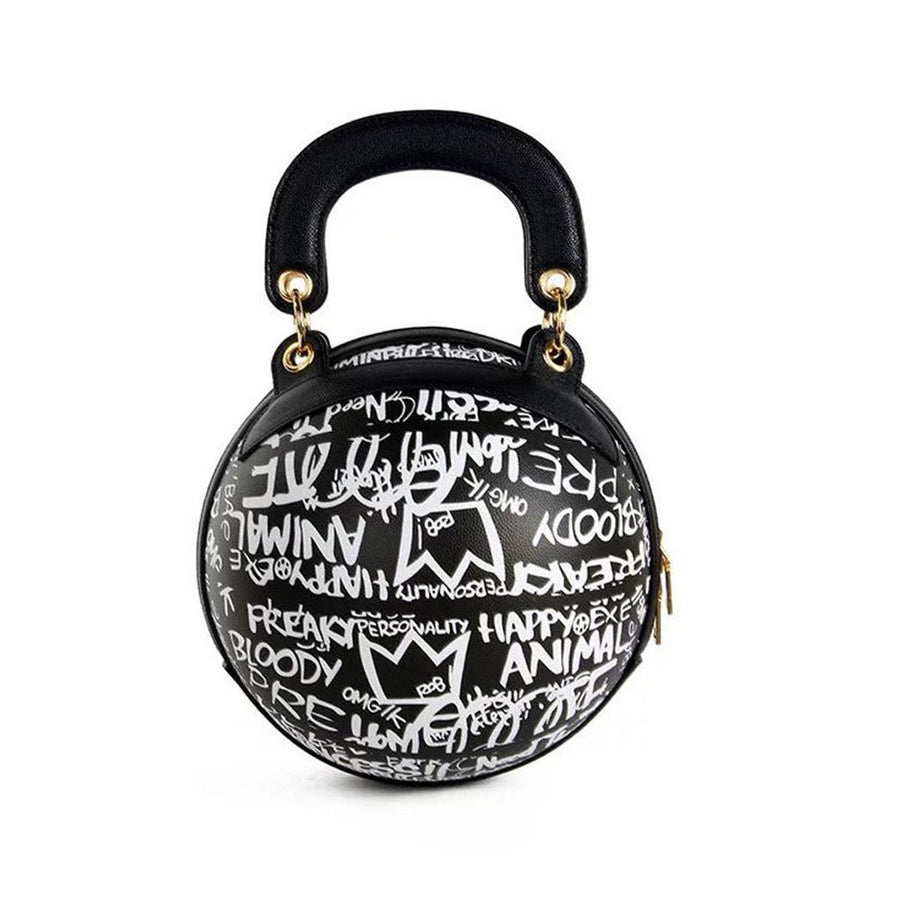 Fashion Black Multi Graffiti Print Basketball Top Handle Shoulder Bag