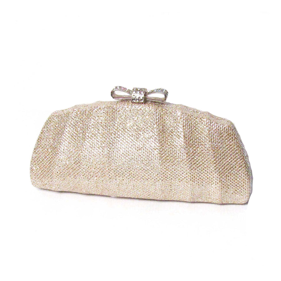 Champagne Gold Wavy Bow Tie Top Case Bag
