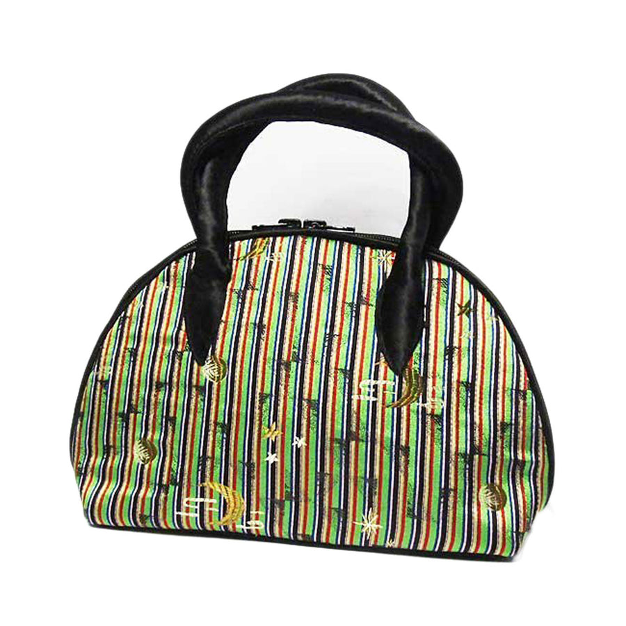 Handmade Green Stripe Silk Brocade Bag