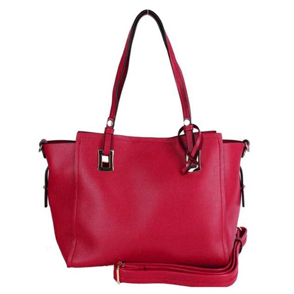 Vibrant Burgundy Red Two In One Tote Satchel Bag