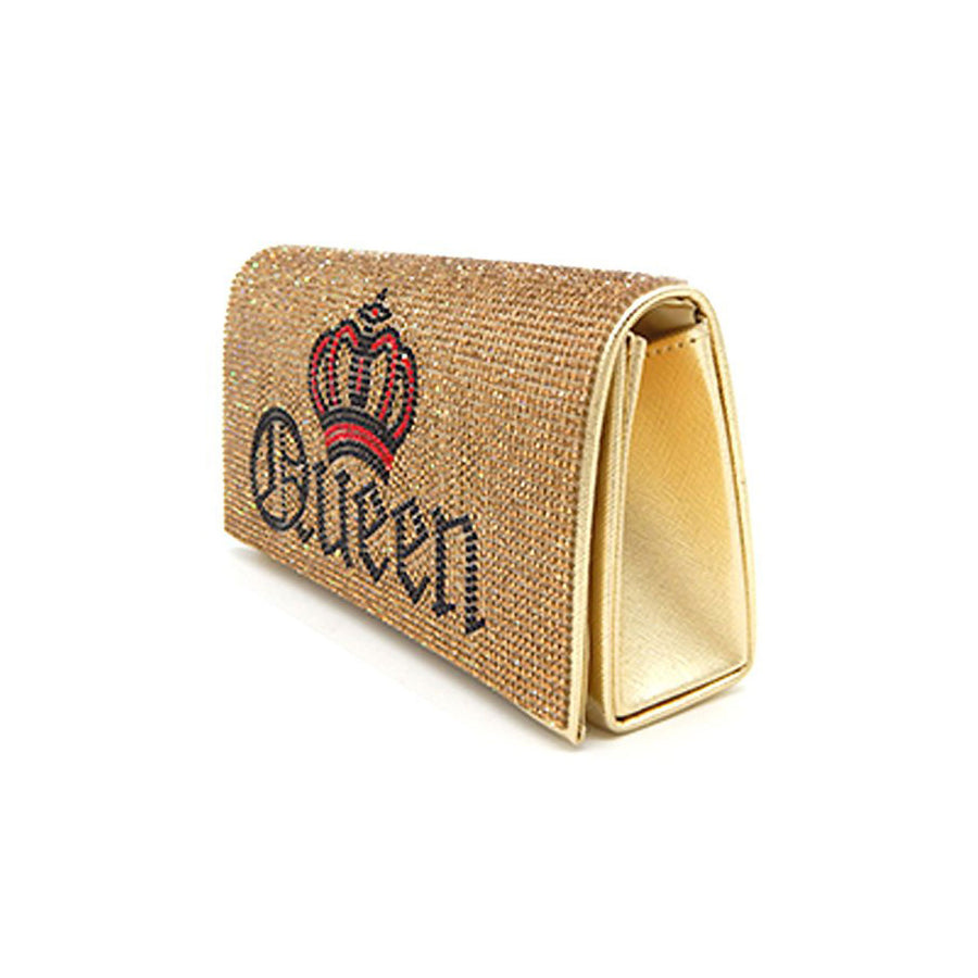 Bling Crown Queen Gold Rhinestone Evening Clutch Case Bag