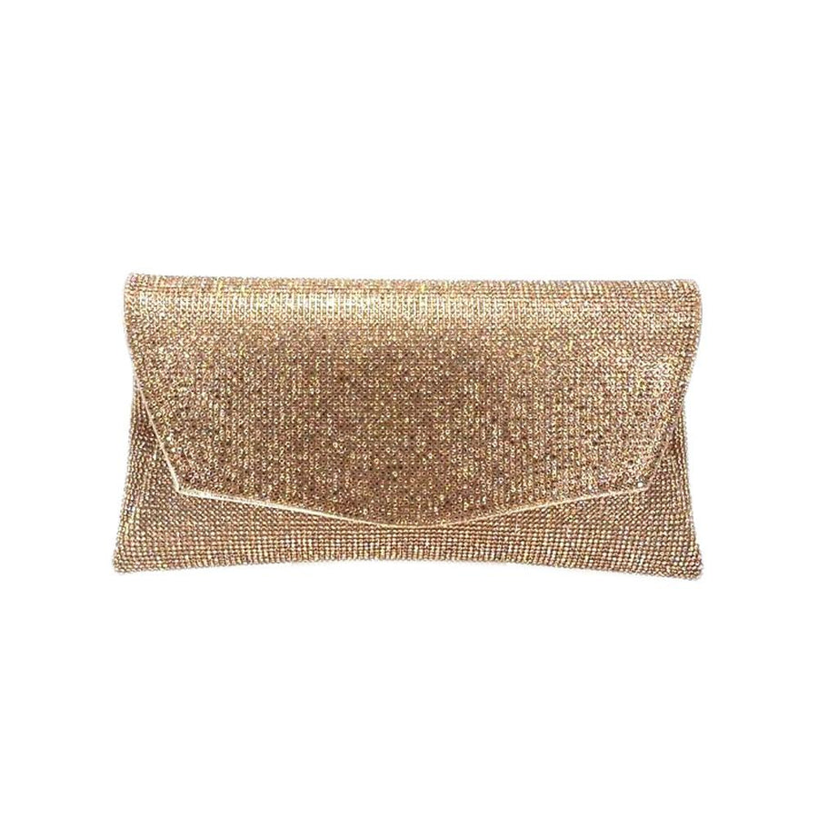 Sparkling Rose Gold Crystal Beads Evening Clutch Bag