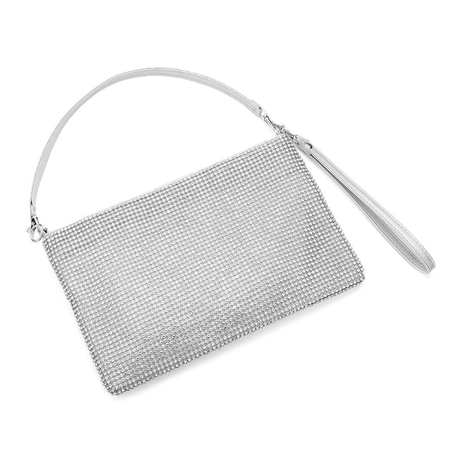 Bling Silver Flat Clutch Crossbody Bag