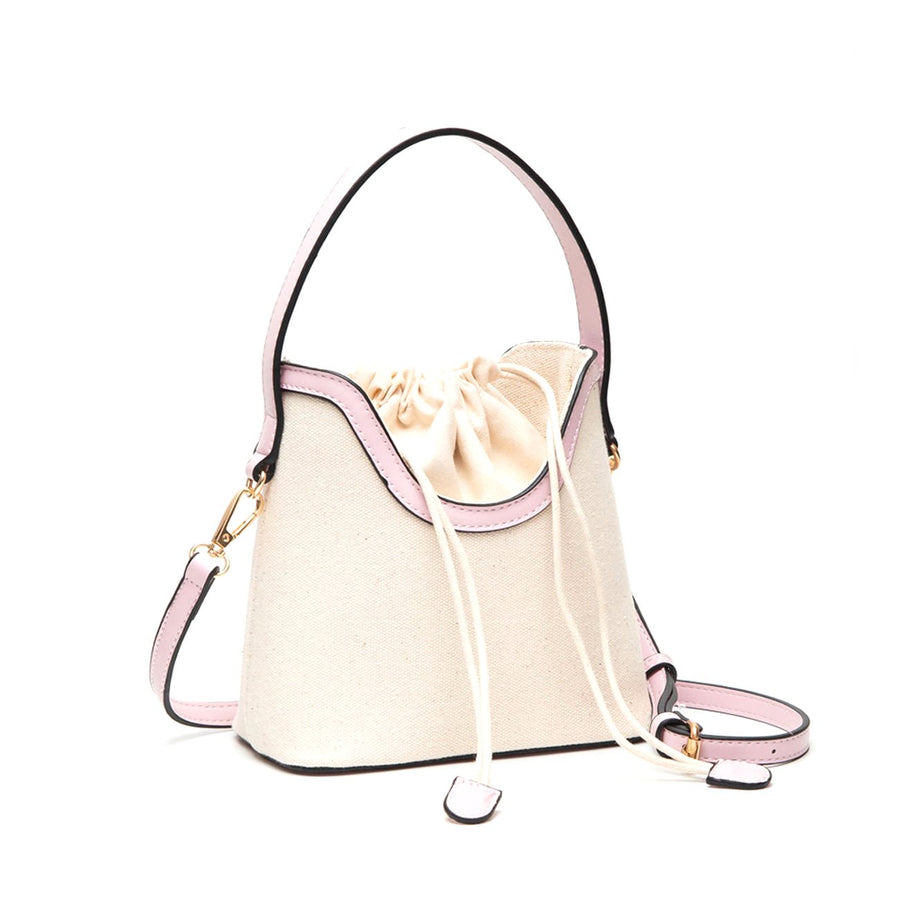 Stylish Tan Mini Canvas Bucket Crossbody Bag