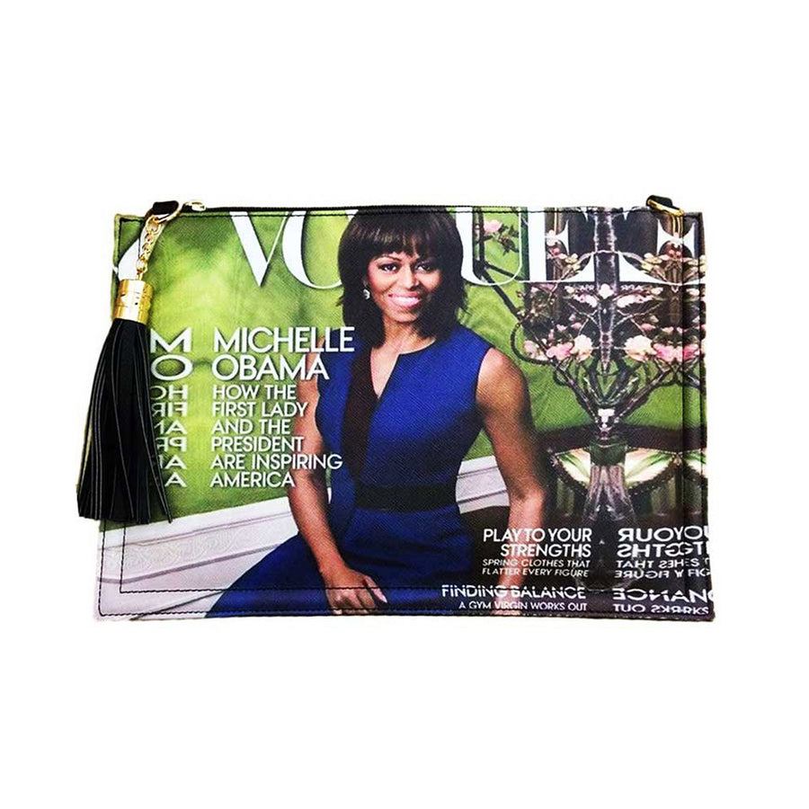 Stunning Blue Michelle Obama Tassel Magazine Envelope Clutch