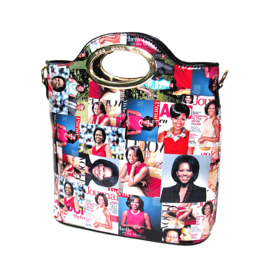 Multi Color Michelle Obama Oval Top Handle Satchel Bag