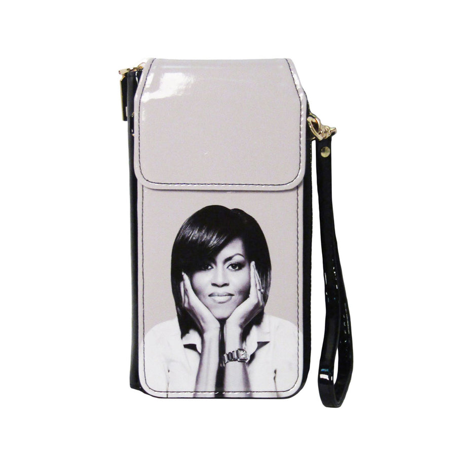 Black White Michelle Obama Smartphone Wallet Bag