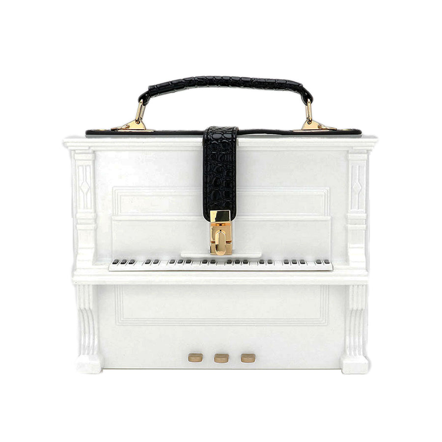 Whimsical Black Acrylic Piano Novelty Crossbody Case Bag