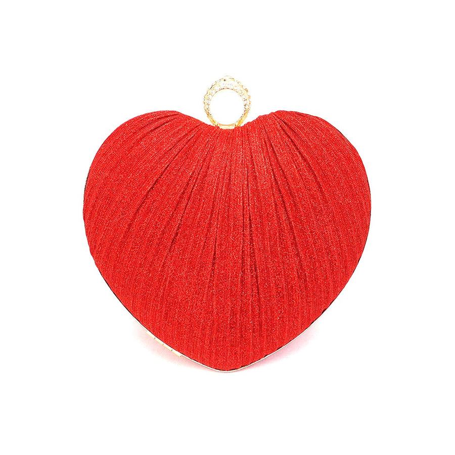 Sparkle Red Fabric Heart Evening Bag Clutch