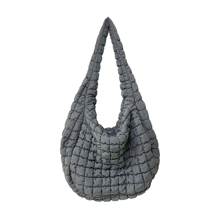 Oversized Quilted Gray Puffer Shoulder Crossbody Cloud Bag