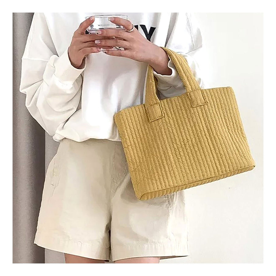 Beige Quilted Padded Tote Bag