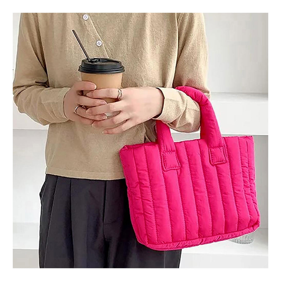 Stylish Fuchsia Quilted Padded Tote Bag