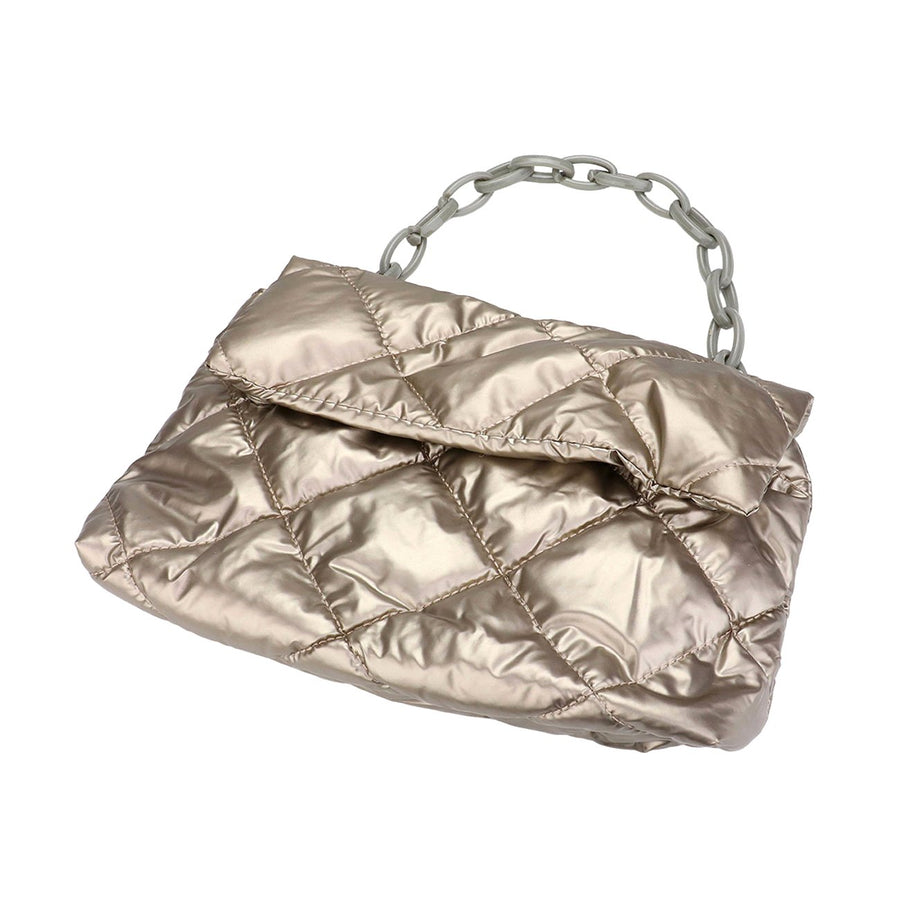 Pink Metallic Quilted Flap Shoulder Bag