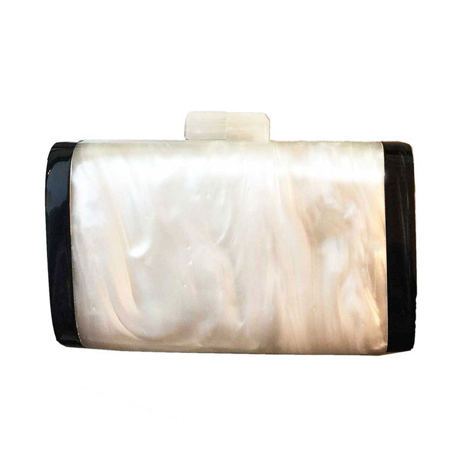 Lustrous Mother Of Pearl Black Resin Edge Clutch Case