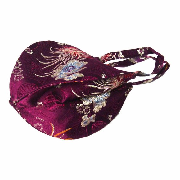 Gorgeous Handmade Burgundy Teardrop Silk Brocade Purse Bag