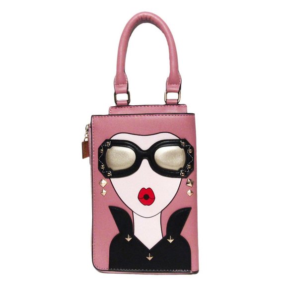Iconic Pink Sunglasses Top Handle Clutch Bag