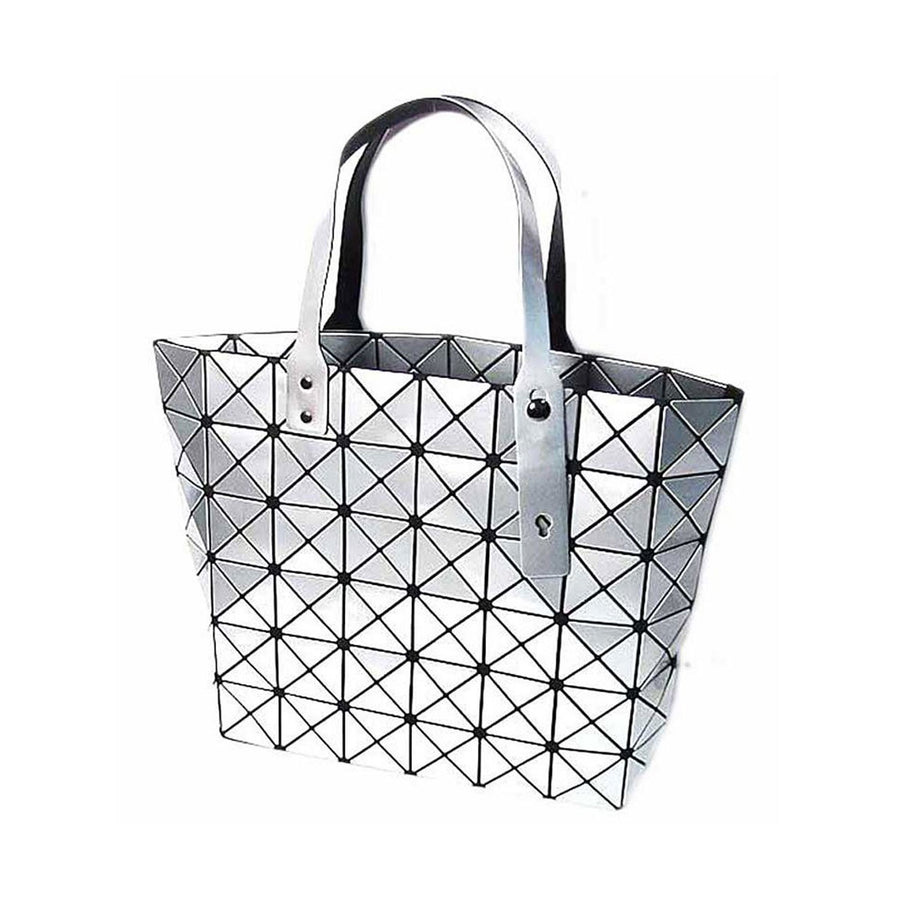 Glossy Silver Prism Tote Handbag