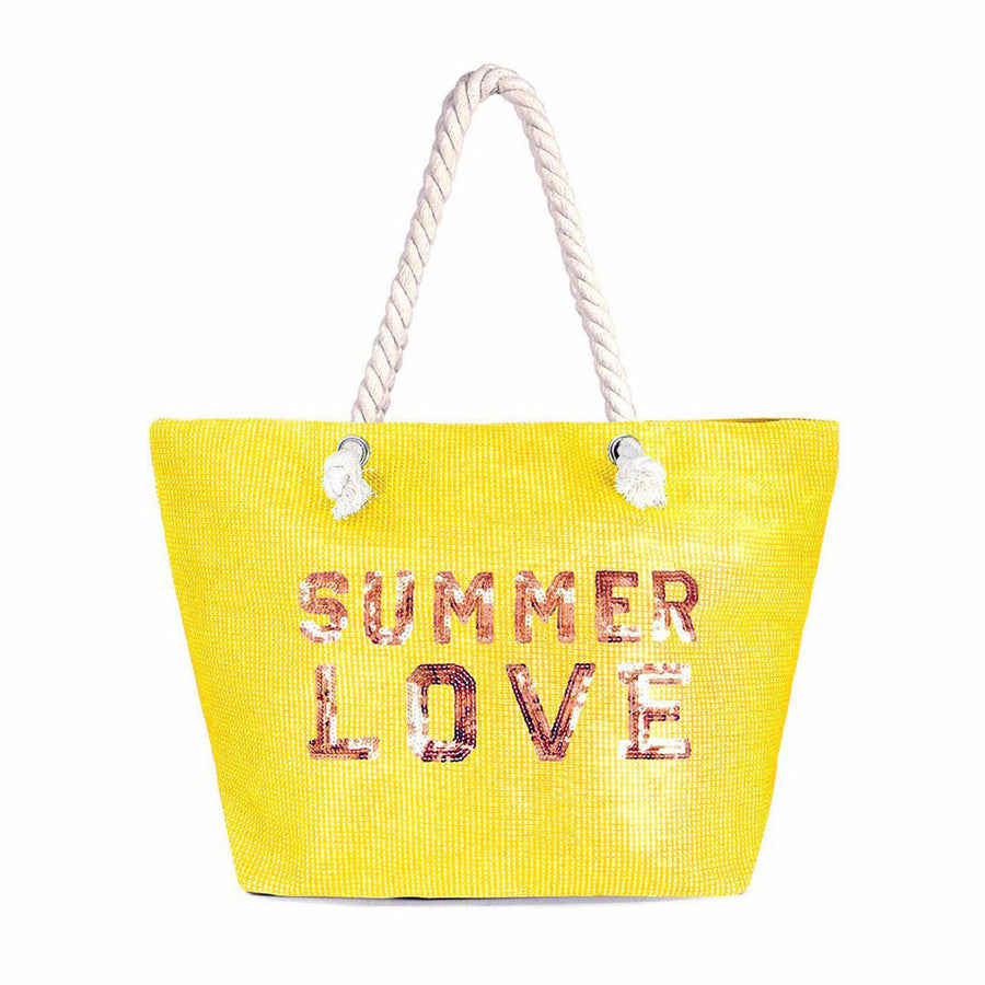 Oversize Yellow Summer Love Glitz Beach Tote Bag