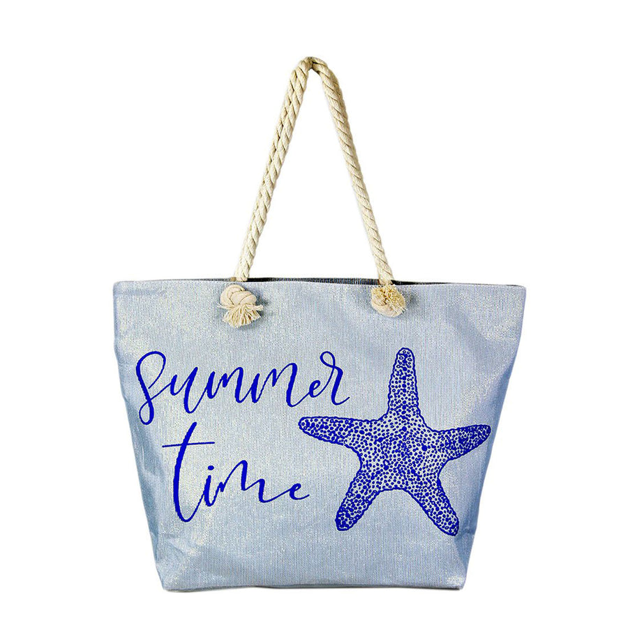 Blue Summer Time Starfish Print Bag