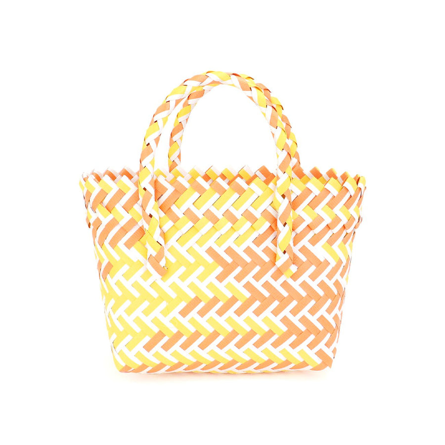 Pink Woven Basket  Mini Micro Tote Bag