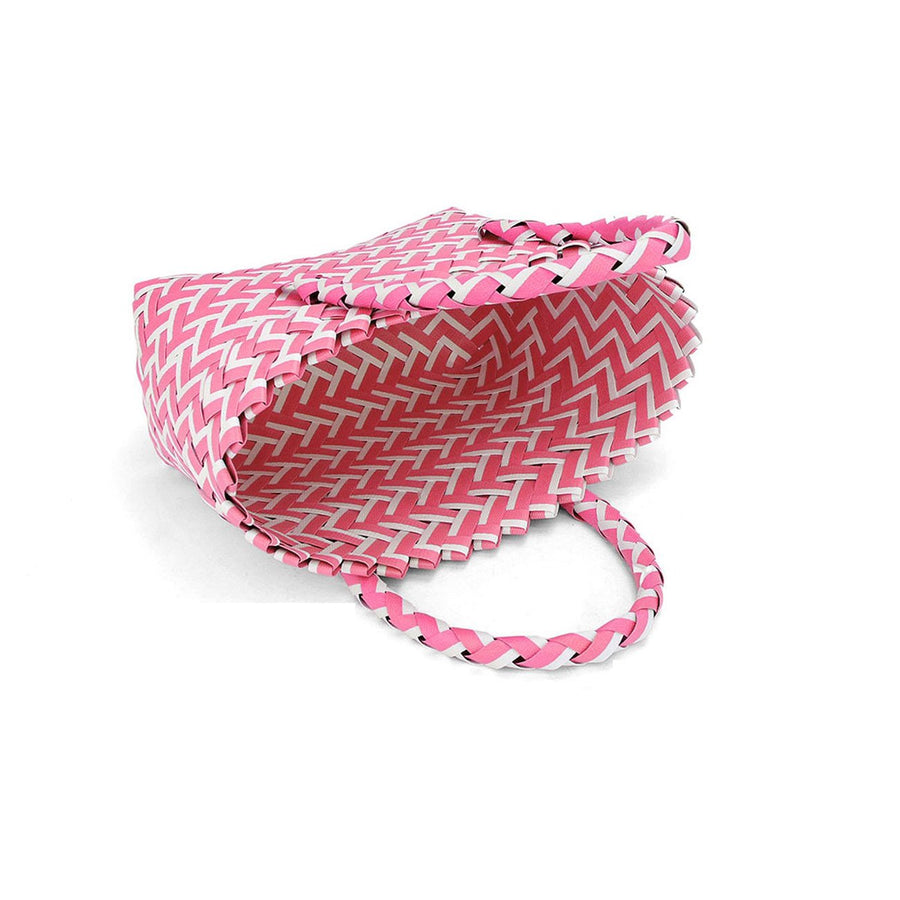 Pink Woven Basket  Mini Micro Tote Bag