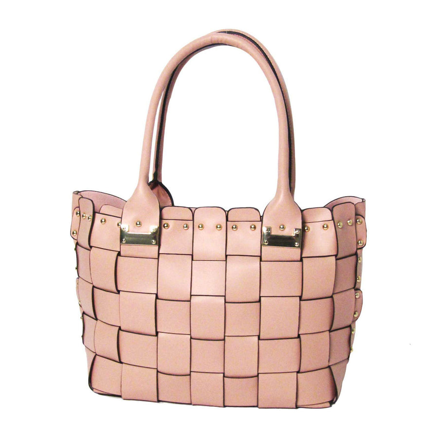 Romantic Pink Weave 2 in 1 Tote Handbag