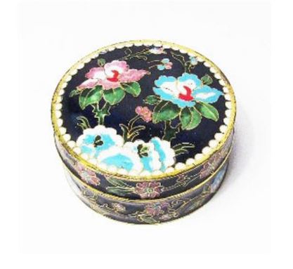 Exquisite Round Lucky Blue Floral Cloisonne' Box