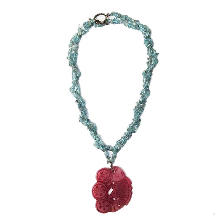 Stylish Adapted Crystal Necklace W/Jade Pendant