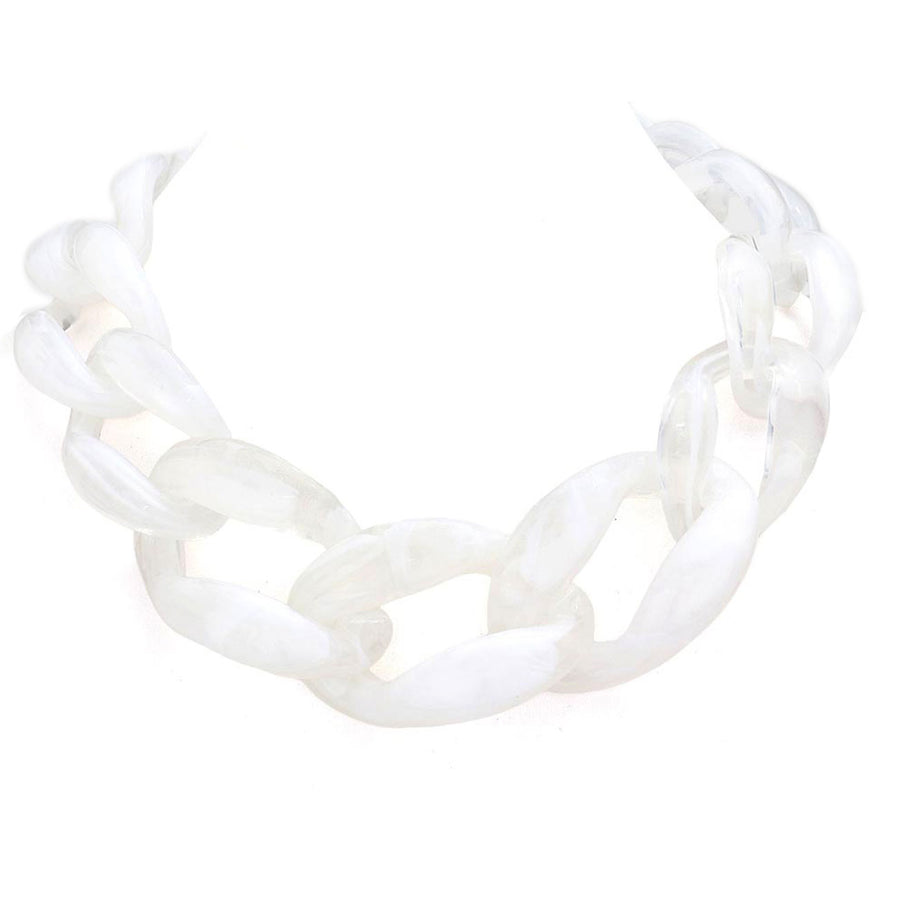 Stylish Clear Oval Chunky-Link Statement Necklace